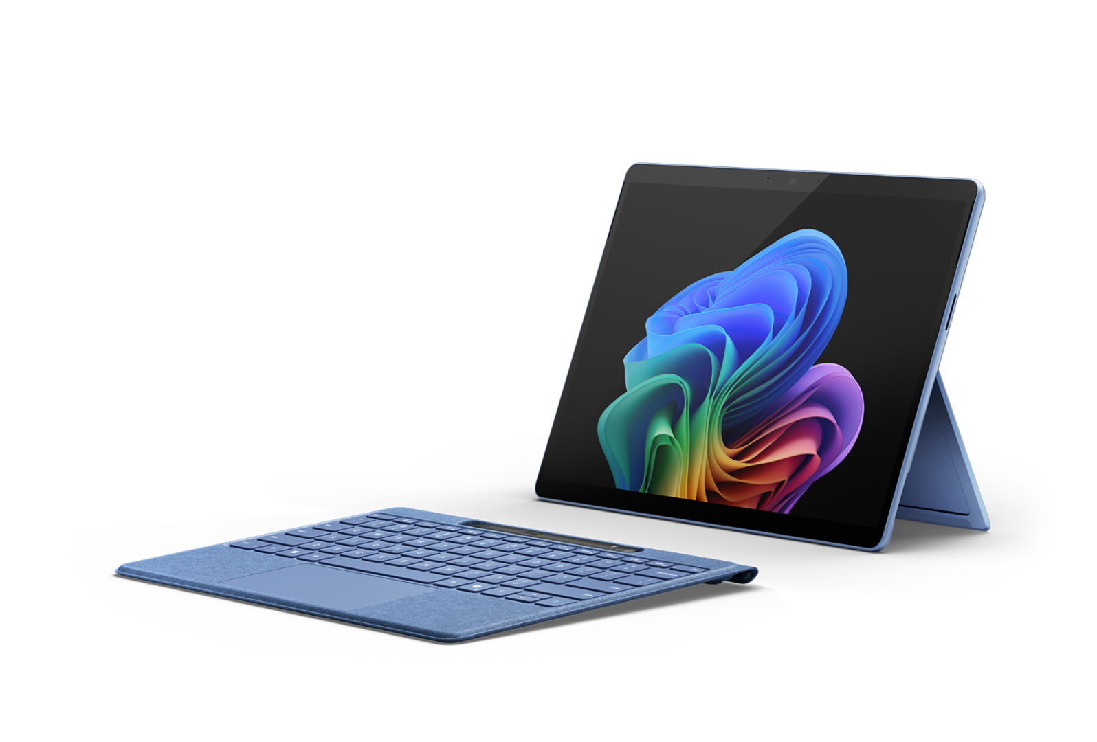 カラー ブルーム スクリーンの Surface Pro オーシャン グリーン 13 の右レンダリング